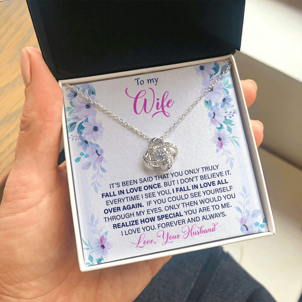 Fall in love to my wife, Love knot Necklace
